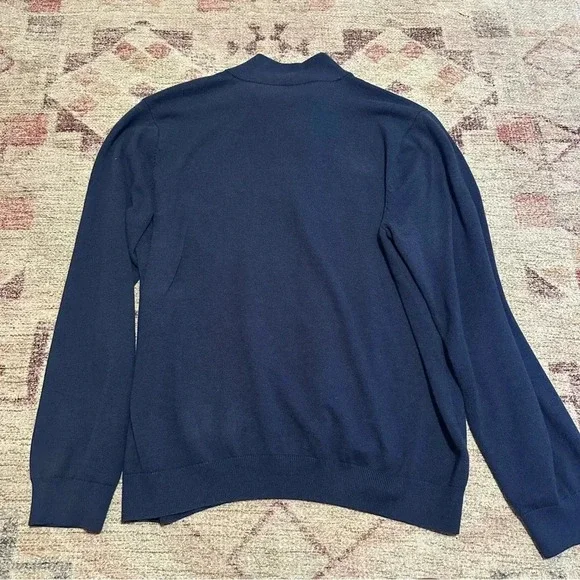 J McLaughlin Men's Navy Blue 1/4 Zip Mock Neck Cotton Pullover TATE Sweater XL - Picture 7 of 14